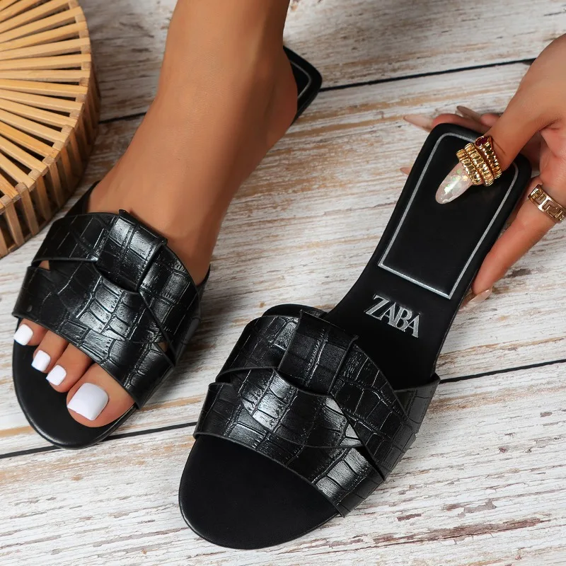 2024 New Fashion Women Sexy Flat Sandals Casual Ladies Sand Beach Slippers Elegant Fish Mouth Slippers Slippers Women