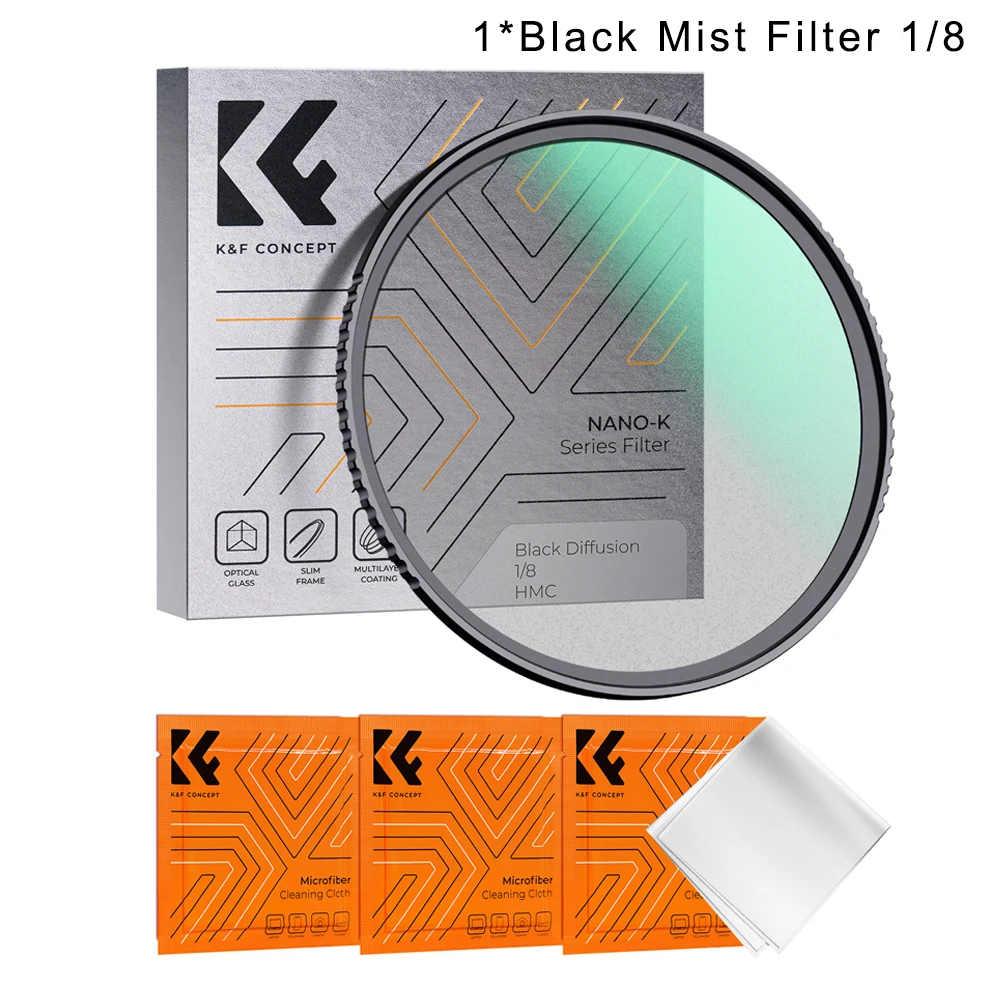 K&F CONCEPT 49-82mm Black Mist Diffusiefilter 1/4 1/8 met Multi Coating voor Nikon DSLR-lens 49mm 52mm 58mm 62mm 67mm 77mm 82mm - afbeelding 1