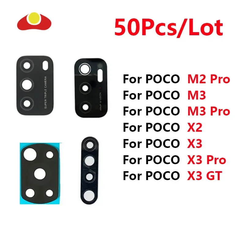 

50Pcs For Xiaomi Poco X2 X3 NFC X3 GT M3 M2 Pro Rear Back Camera Glass Lens Main Rear Camera Lens Sticker Parts