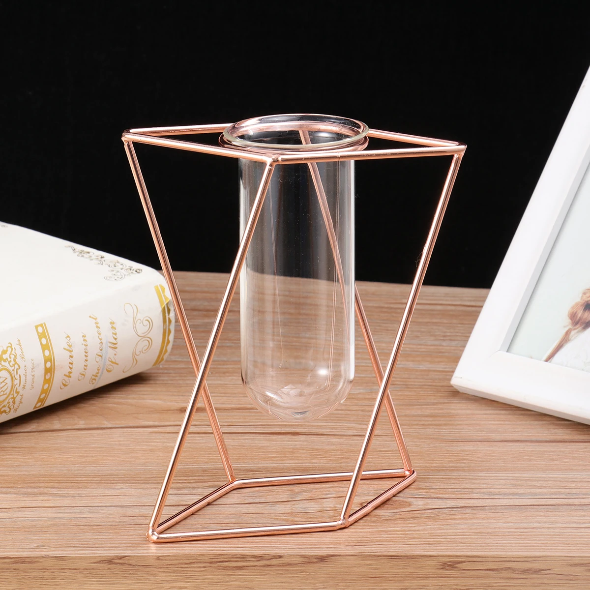 

Tall Hydroponic Glass Vase Metal Stand Flower Planting Terrarium Iron Planter Home Decor Gift Valentine Christmas