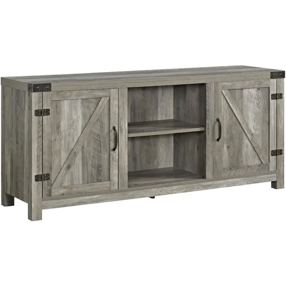 

Georgetown Modern Farmhouse Double Barn Door TV Stand for TVs up to 65 Inches, 58 Inch, Grey