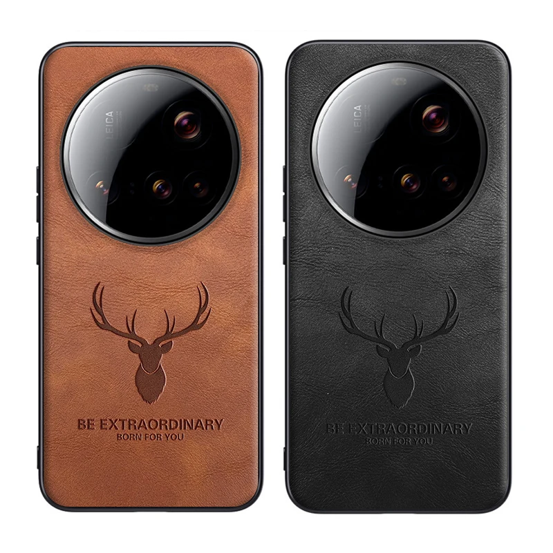 

Чехол для телефона Xiaomi 15 14 Ultra, роскошный модный кожаный чехол в стиле ретро с графическим рисунком Lucky Deer из ТПУ, износостойкий противоударный чехол
