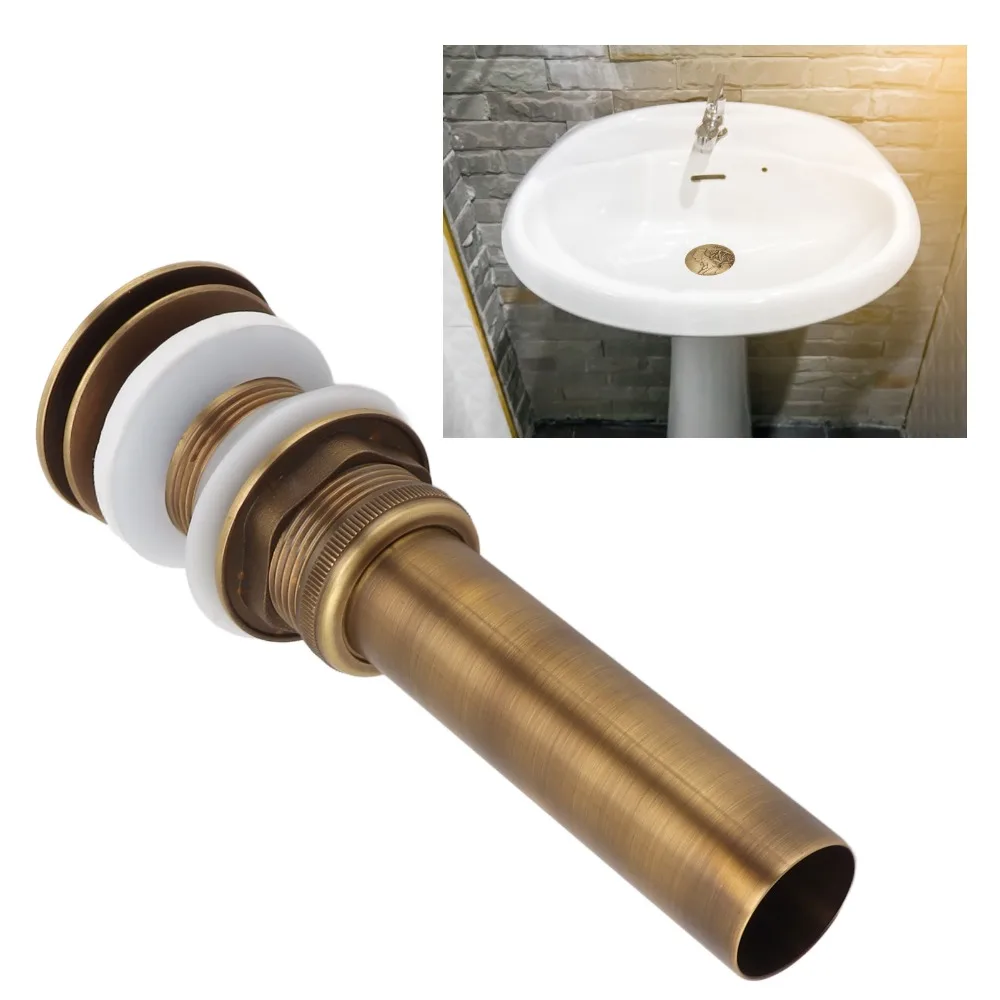 Brass Push Bounce Drain Stopper Fits 41-50mm / 1.61-1.97in Sink Opening Diameter Anti-Clog Push Bounce Sink Drain with Overflow