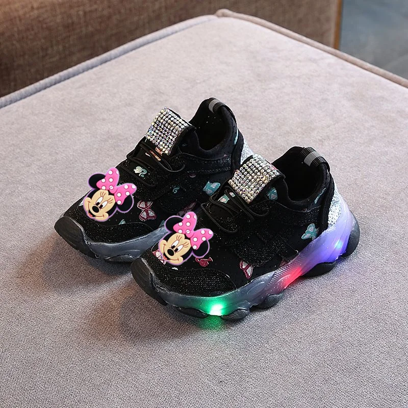 

mickey mouse 2026 Spring/Summer/Fall New Boy GirlCasual Shoes Rubber Sole Sneakers Low Top Breathable LED Toddler Shoes for Baby