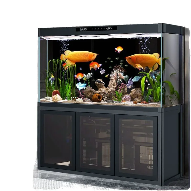 No care ecological bottom filter fish tank living room floor ultra-white glass 2024 new industrial wind intelligent integrated t