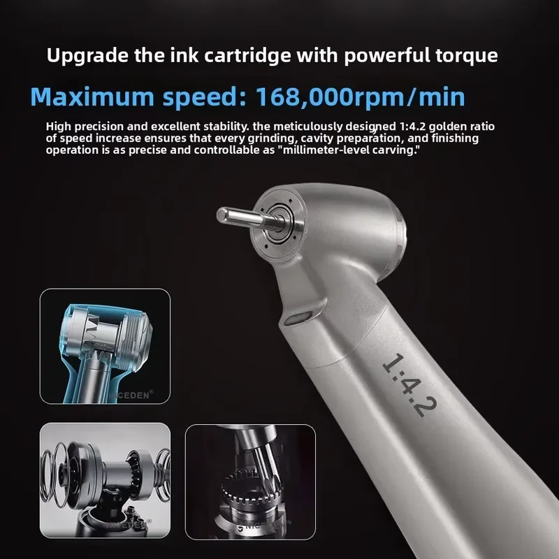 1:4.2 Speed-Up Fiber Optic Handpiece Four-Point Spray Internal External Water Electric Bending