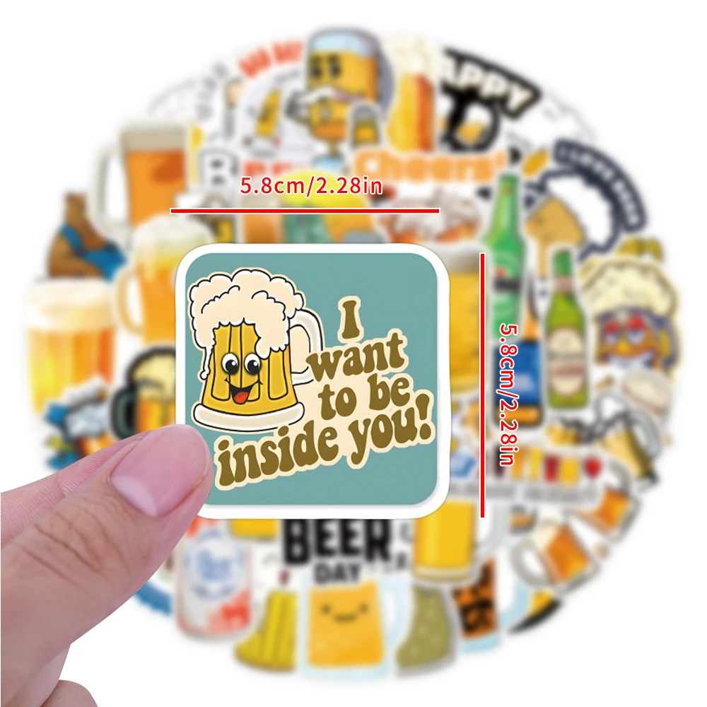 10/30/50/110pcs Cute Cartoon Beer Theme Stickers Funny Graffiti Sticker Fridge Phone Water Bottle Waterproof Decals Decoration