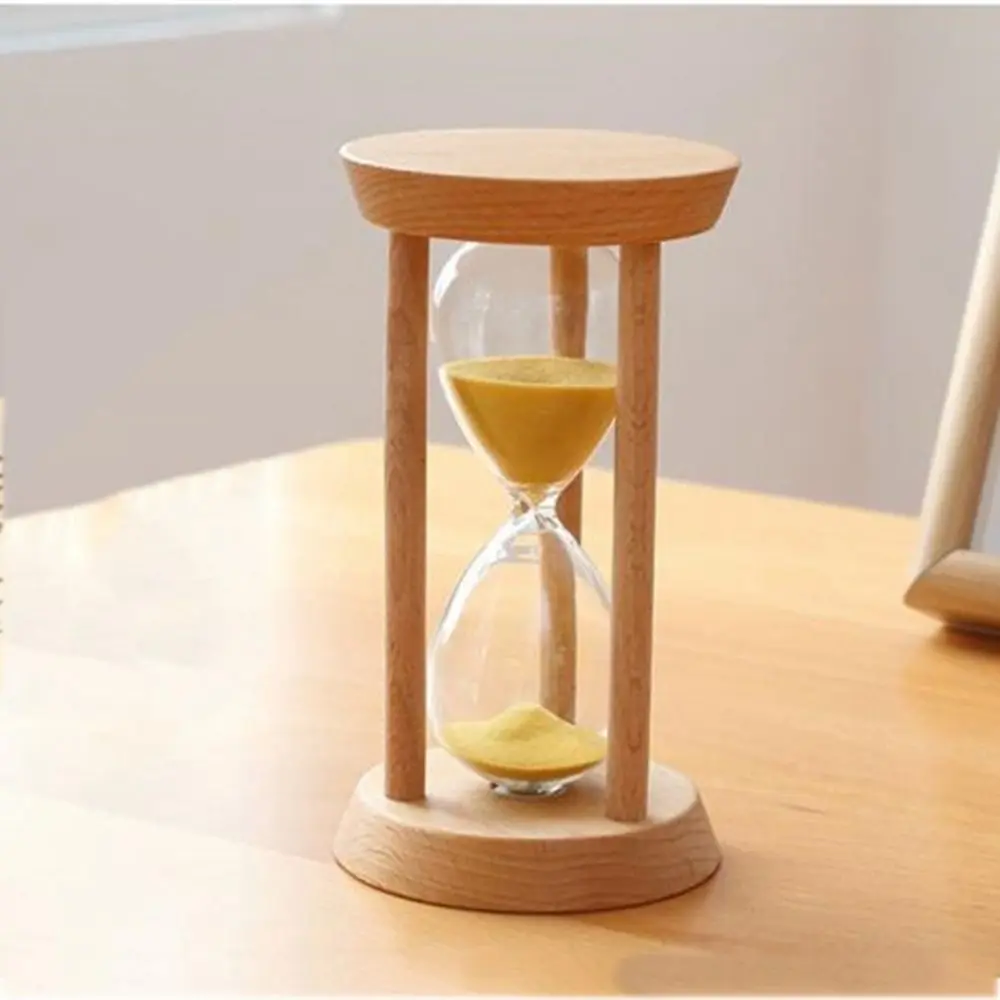 Portable Stable Connection Wooden Hourglass No Deformation Wooden Round Hourglass Timers 5 Colors 1/3/5 Minutes Timer Kids Gift