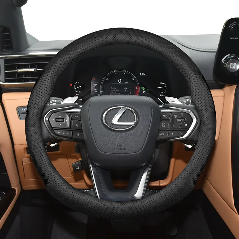 Suitable for Lexus Ultra-Thin Breathable Leather Steering Wheel Cover Suitable for Is250 Gs300 Lx 570 Nx Is350 2019 Es350 Gx460 Is 300 Ls400 Is300 2021 F Sport Rx 350 Nx300H Lbx 200t Ls500