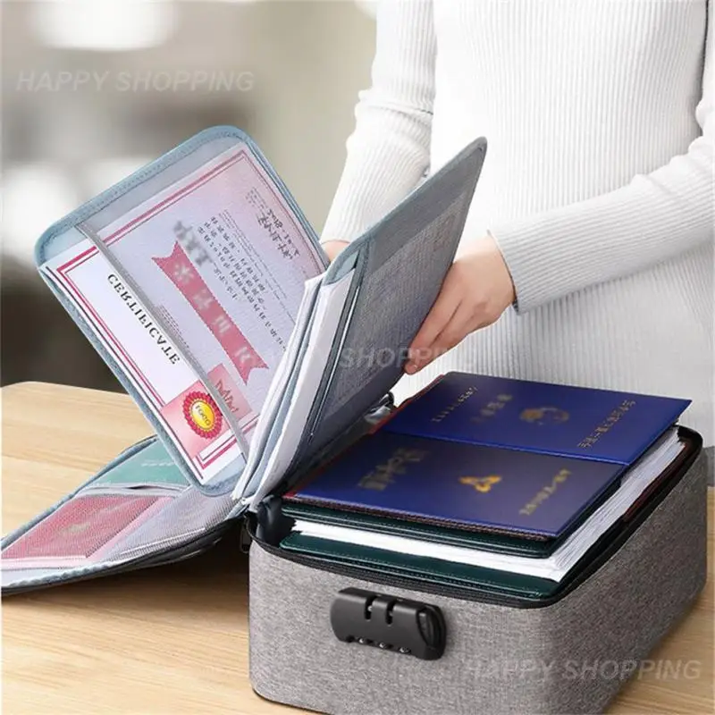 Document Storage Bag Large-capacity Multi-layer Bill Document Bag Passport Briefcase With Lock Multi-function Finishing Bag