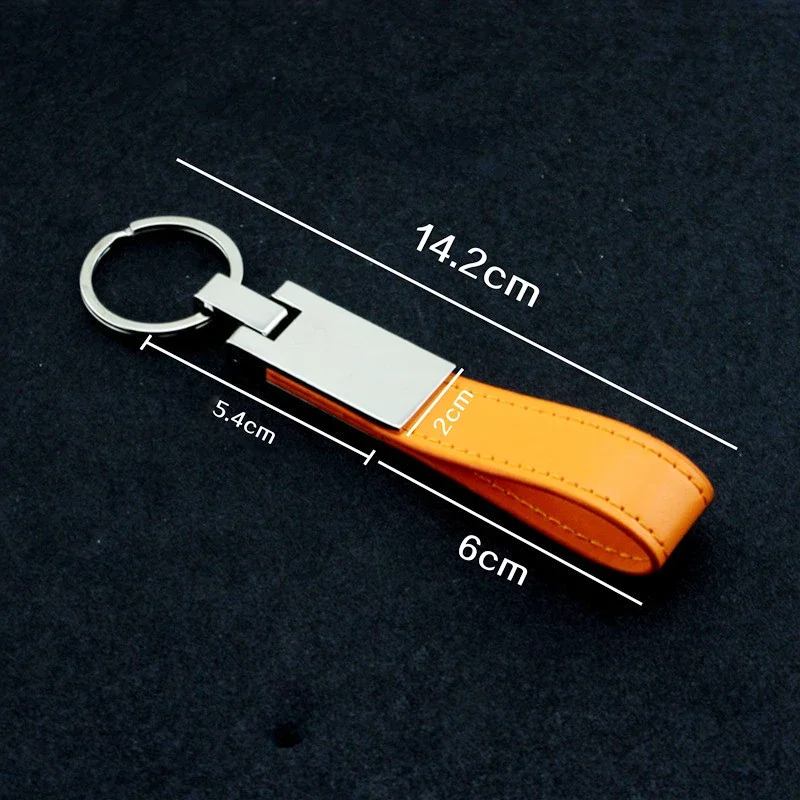 Car Key Chain Luxury Genuine Leather Keychain Pure Color Buckle Car Key Ring Car Accessories Gift Car Keychain Key Accessory