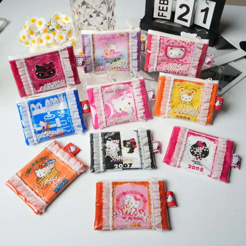 

Anime Sanrio HelloKitty Cute Kawaii TPU Slim Card Wallet Large Capacity Coin Pocket Small Size Handmade Portable Home Gifts