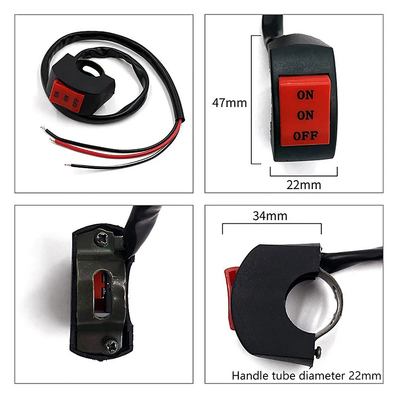 

LED Headlight Switch Far Near Three Line Motorcycle Handlebar Switch Button Driving Light Switch Motorbike Switch Button