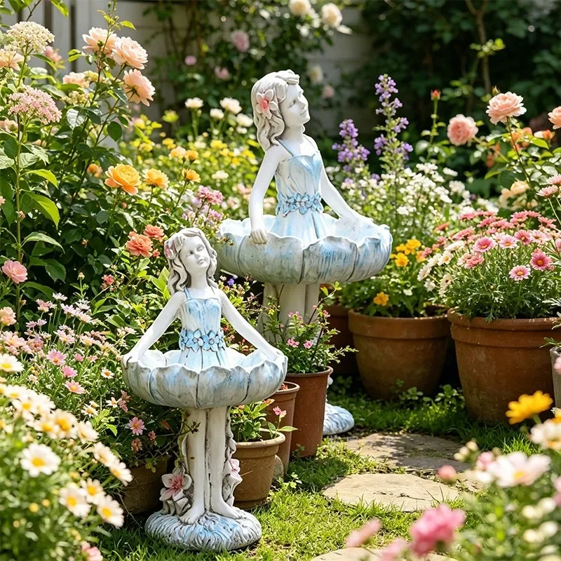 Fairy luxury flower fairy ornament skirt shape flower pot sculpture garden decoration garden ornament outdoor balcony arrangemen