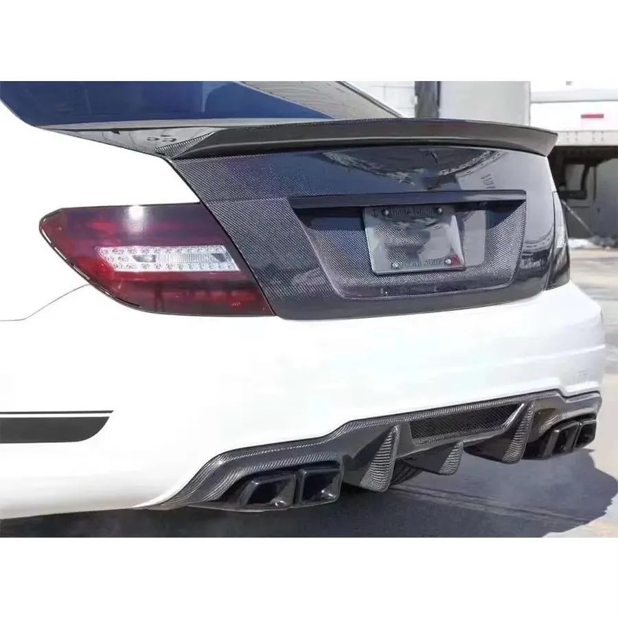 

For Mercedes Benz C Class W204 C63 C43 12-14 Carbon Fiber Car Rear Bumper Diffuser Rear Splitters Spoiler Back lip body kit