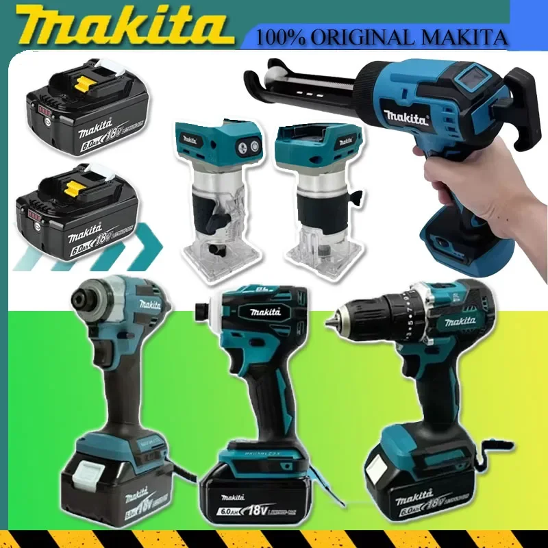 

Различные модели портативных аккумуляторных электроинструментов Makita: ударный шуруповерт, аккумуляторная отвертка, электрическая сабельная пила