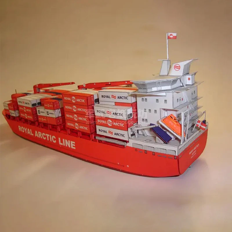 3D Model 1:400 Denmark Mary Arctica Container Ship Paper Puzzle Ship Handmade DIY Paper Art Kids Toys Gift for Desk Home Decor