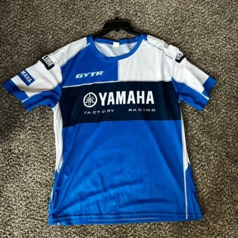 

2026 Summer Trendy Personalized Yamaha Blue and White Color Printed T-shirt Men and Women Fashion Quick Drying Sweatshirt