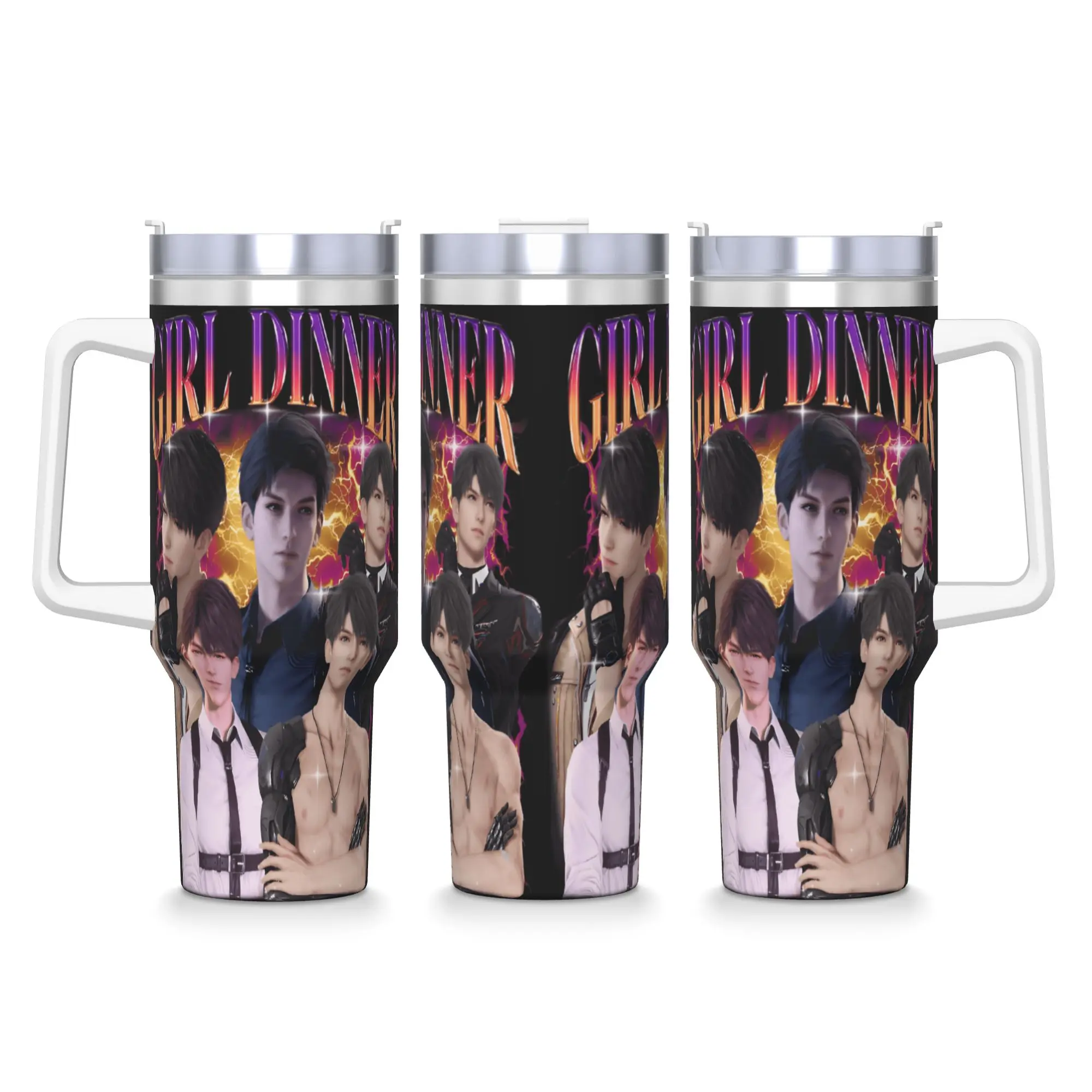 

Stainless Steel Tumbler Caleb Girl Dinner Anime Sylus Love and Deepspace Car Mugs With Straws Travel Hot Drinks Water Bottle