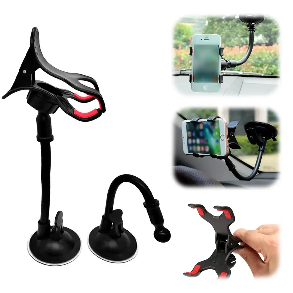 Car Windshield Dashboard Flexible Long Arm Car Phone Stand Holder Mount For IPhone 1514 13 12 11 Pro Max 8 K4D7