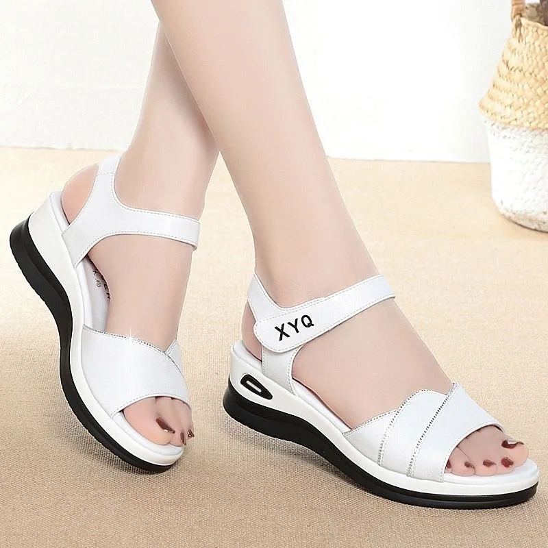 

New Fashion Peep Toe Sandals in Leather Women's Wedge for Ladies Shoe Summer Sandals 2025 Luxury Woman Sandal Dress High Quality