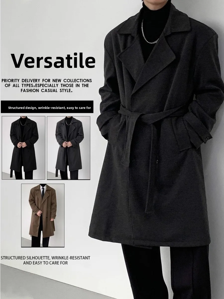 

Chic mat Women's Woolen Coat Gentle Suit Collar Loose Waist Cinched Mid-Length Outerwear Faionable Urban Winter Jaet