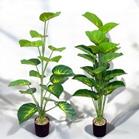 artificial green plant 19.68-39.37inch large leaves yellow heart green leaves simulation tree suitable for home garden office