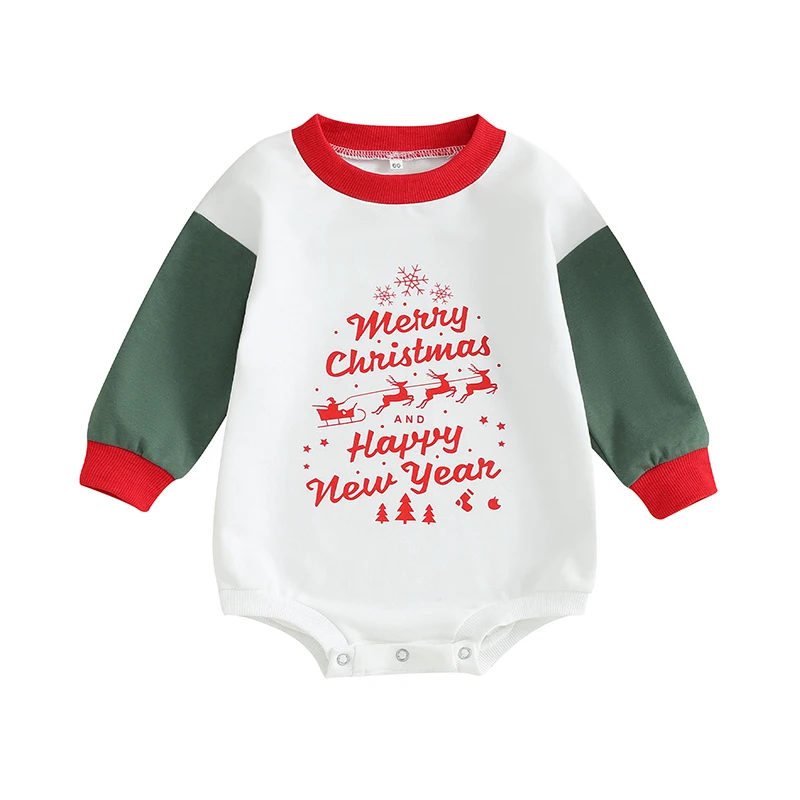 

Toddler Baby Sweatshirt Romper Christmas Letter Print Casual Long Sleeve Jumpsuit for Newborn Infant Cute Clothes