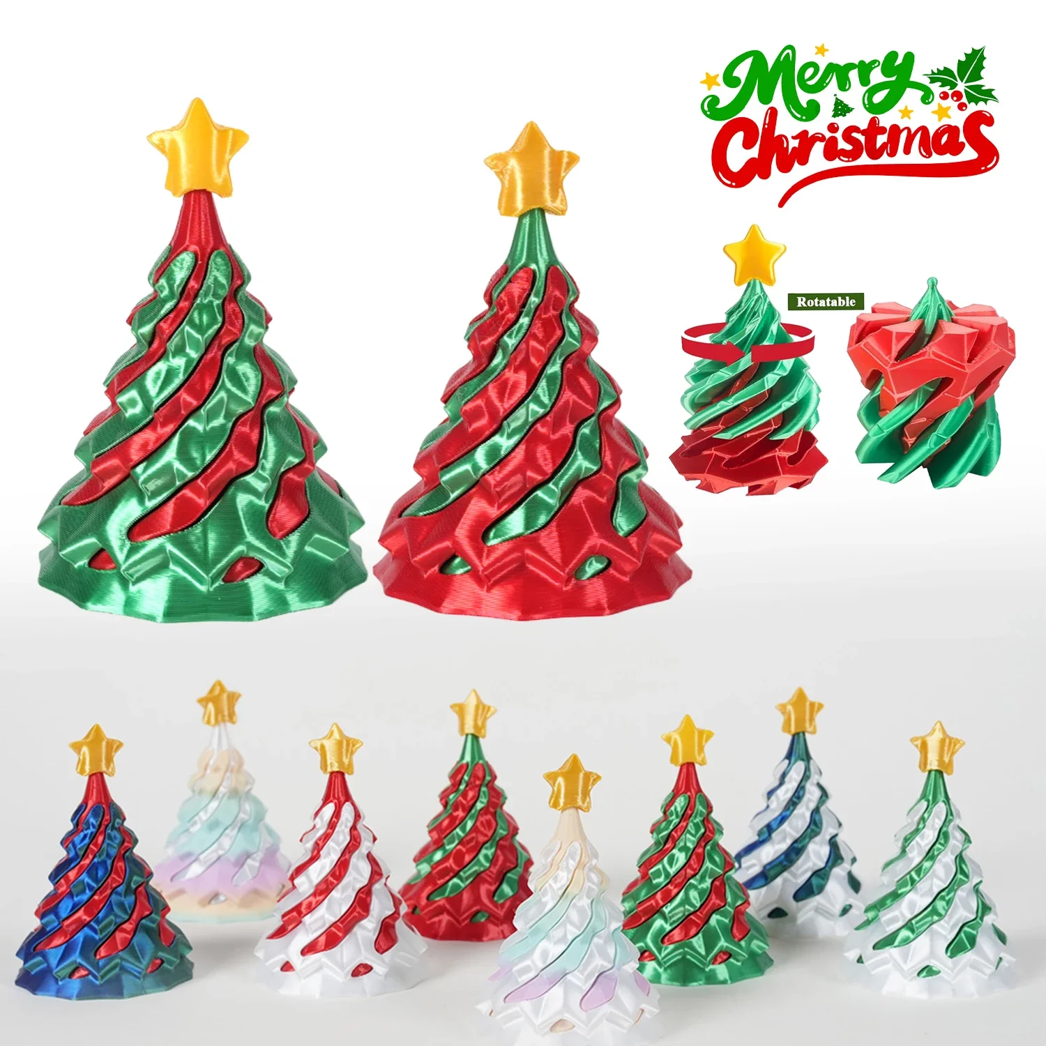 ثلاثية الأبعاد مطبوعة شجرة عيد الميلاد دوامة المخاريط ثنائي اللون الغزل اللعب الحسية الإبداعية التعليمية تململ هدية للأطفال الإجهاد الإغاثة #1