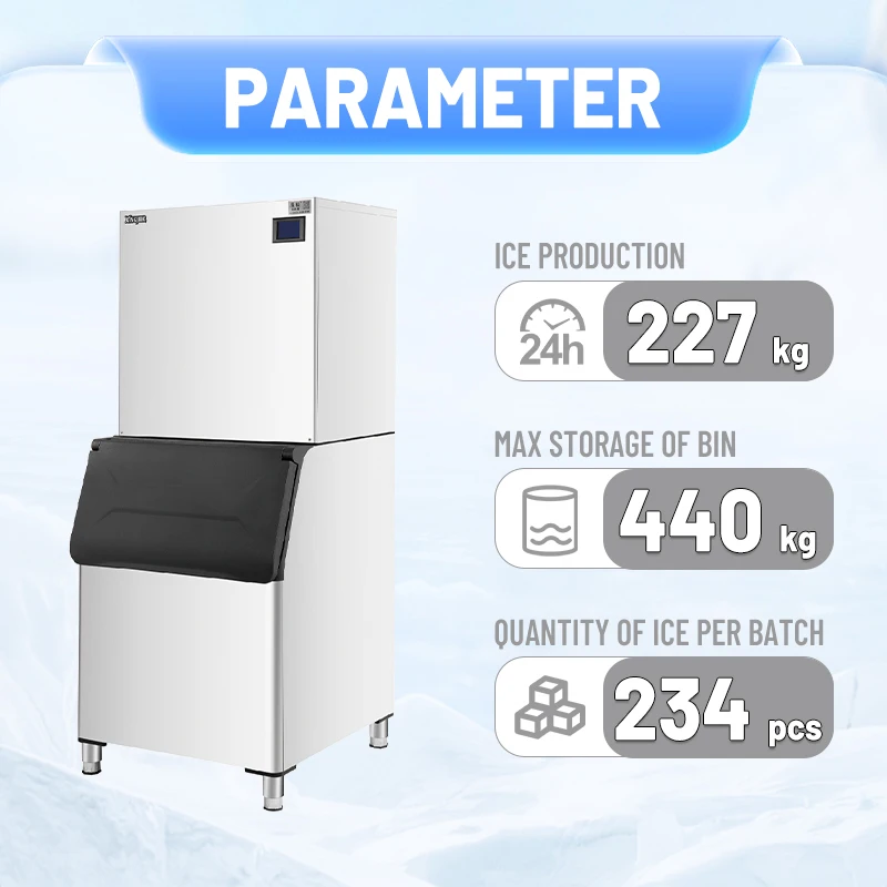 24 Hour Commercial Ice MakerIce Cube Maker Produces 227/318/360/445/540kg of Commercial Ice