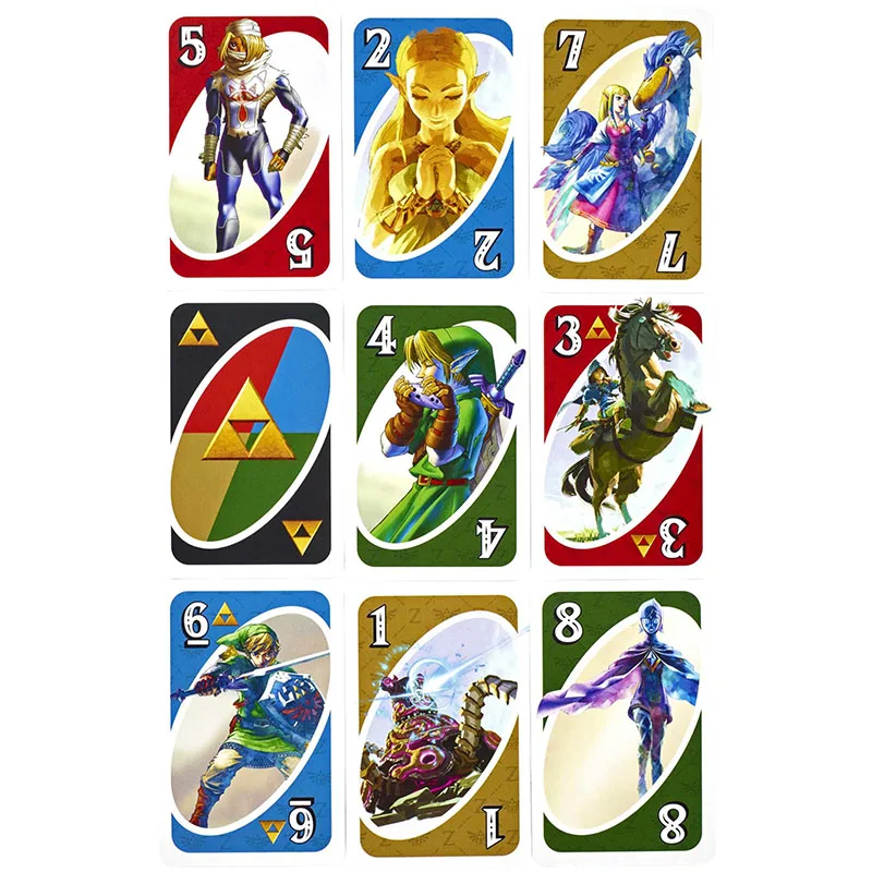 Juego de cartas The Legend of Zelda UNO, divertido juego de mesa gráfico temático de enlace de regla especial familiar, póker para 2-10 jugadores, nuevo