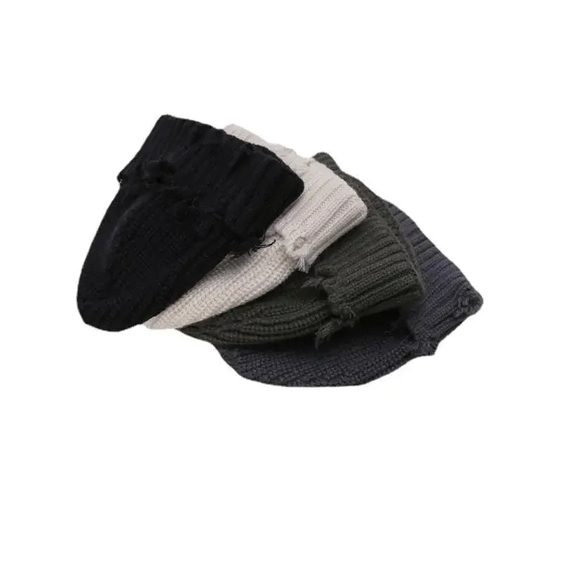 Chapeau à bord cassé pour homme et femme, bonnets chauds, casquette trouée, vert, gris, noir, blanc, tendance hip hop, automne, hiver, nouveau, 2024