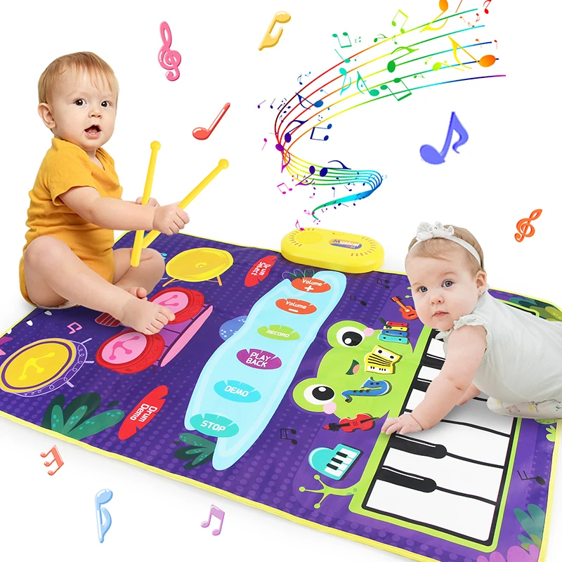 2 w 1 dziecko Instrument muzyczny klawiatura pianina i bęben jazzowy muzyka dotykowy Playmat Mat zabawki do wczesnej edukacji dla dzieci prezent