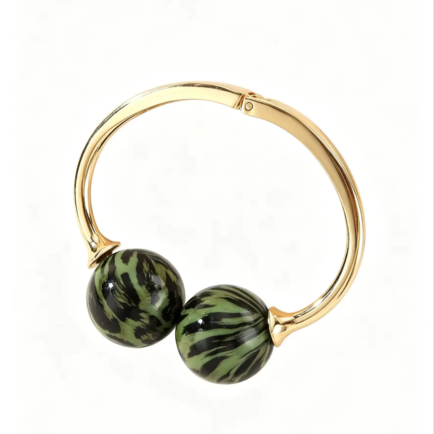 Acrylic Bracelet Open Circle Bangle with Double Sphere Beads Boho Style Multi for Daily Wear and Party Adjustable Fits Trendy
