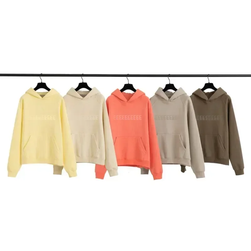 

2025 FW22 Luxury Brand Men's Hoodies Chest Two Rows Flocked Letter Logo Hoodies Top Quality Men's High Street Oversized Hoodies