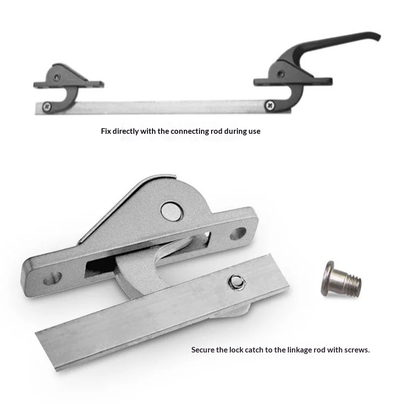 Up Down Linkage Handle Silver Gray Casement Window Lock Handle Old-fashioned Handle Lock Accessory For External Window Opening