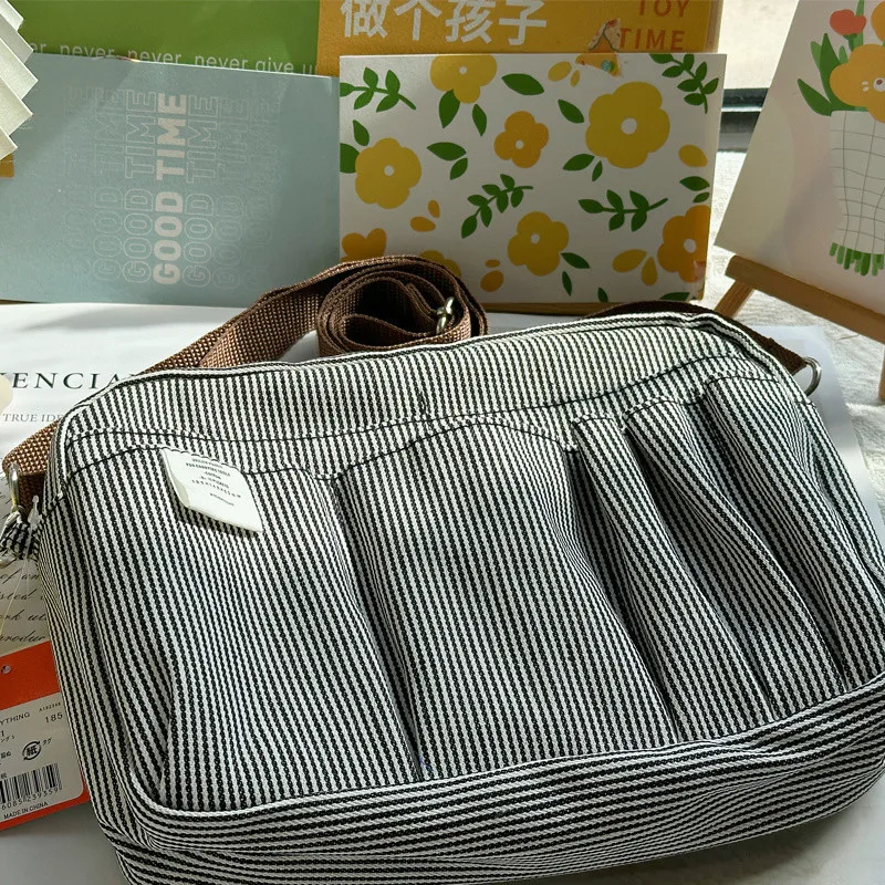 Canvas opbergtas met grote capaciteit, eenvoudig ontwerp voor middelbare scholieren, meerlaagse etui en tas voor jongens en meisjes