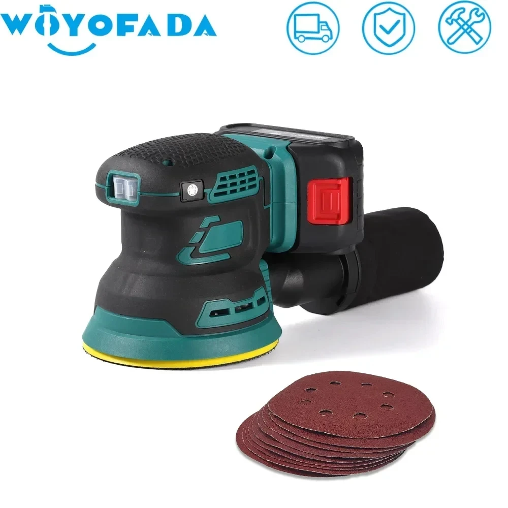 

125MM Cordless Random-Orbital Electric Sander With 3 Sandpaper Wood Grinder Polishing Machine For Makita Batterry (No Battery)