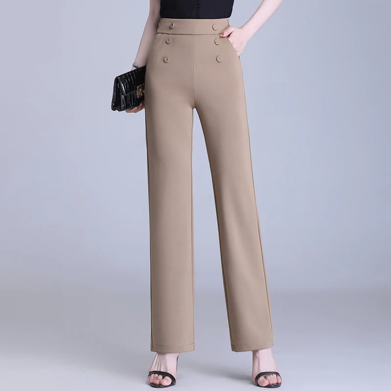 

Women's High-waisted Straight Pants Black Suit Pants Casual Long Trousers Womens