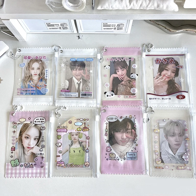 Niedliche transparente Süßigkeitentüte, 7,6 cm, Kpop-Kartenhüllen, Halter, Fotokartenhalter, Kartenfolien, Spielkarten-Schutz