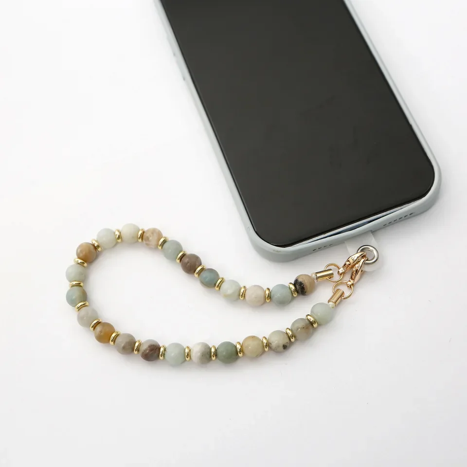 

New Mobile Phone Lanyard Natural Crushed Stone Handmade Bead Phone Chain For Car Keychains Camera
