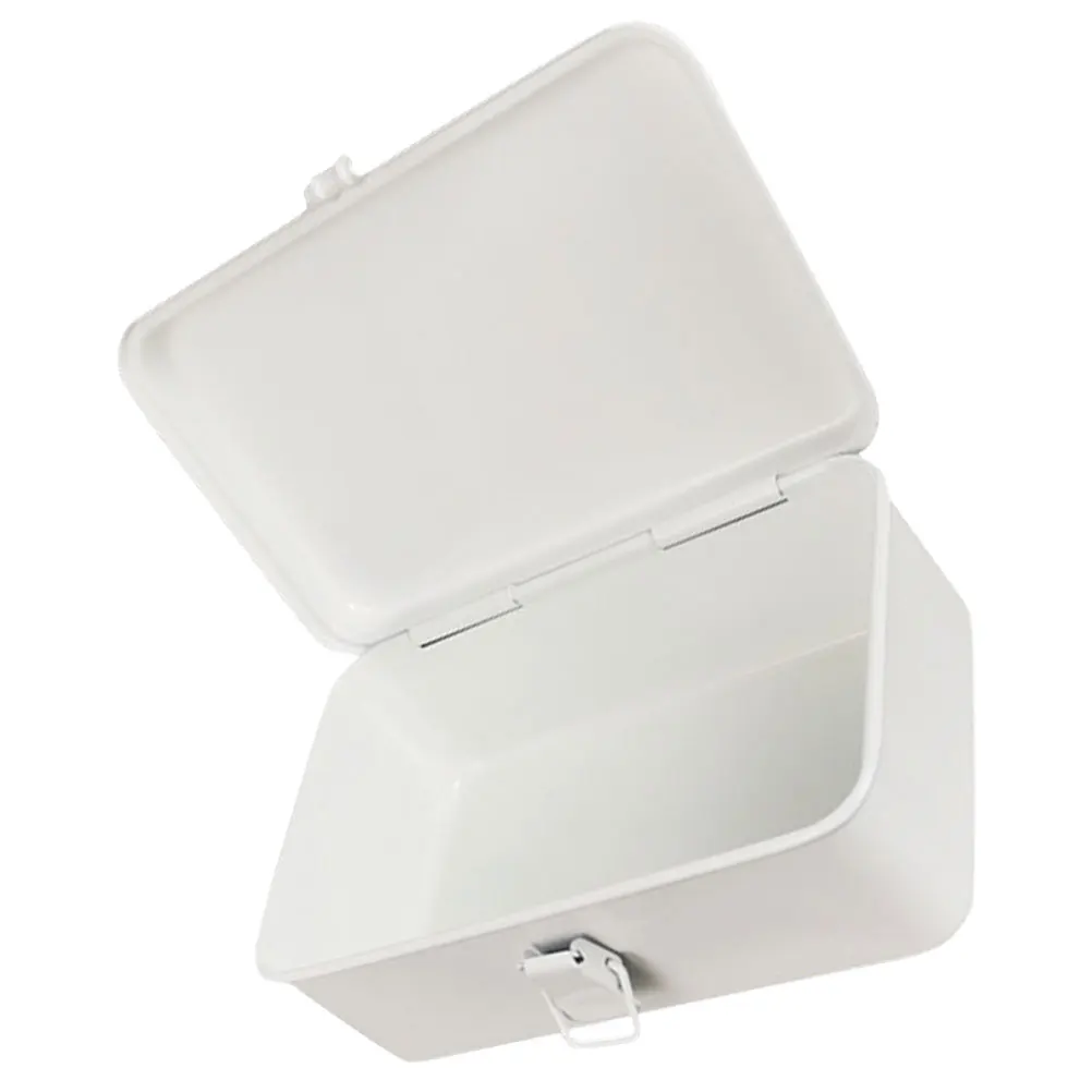 Scatola di immagazzinaggio in metallo Contenitore per attrezzi vintage Cassetta degli attrezzi Pesante con serratura Piccolo desktop bianco