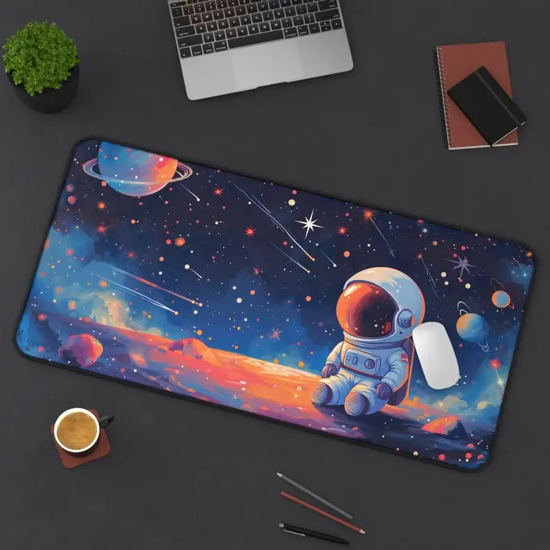 

Cute Astronaut Desk Mat, Space Exploration Enthusiast Mouse Pad,XXL Moon and Stars Mouse Pad, Gift for Adorable Colleague