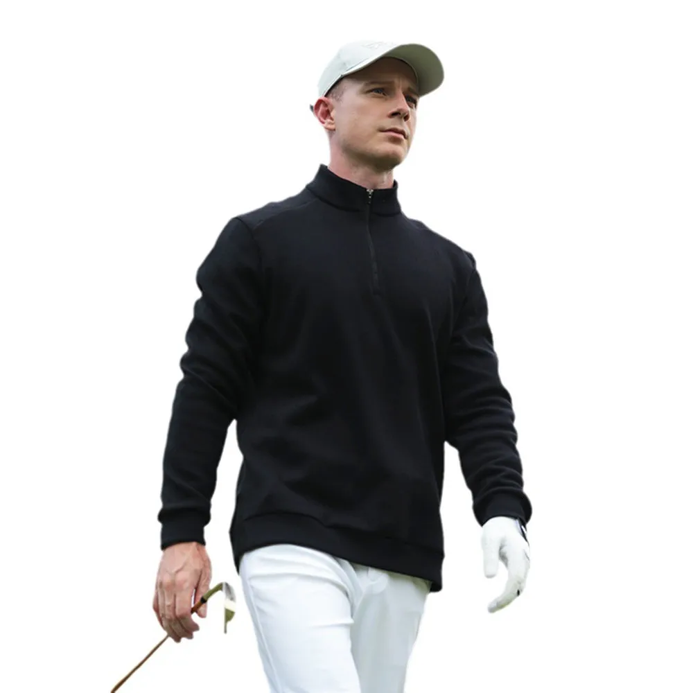 Sweter golfowy PGM męski jesienno-zimowy odzież golfowa z długim rękawem koszule w paski kołnierzyk na suwak ciepły sweter modna kurtka