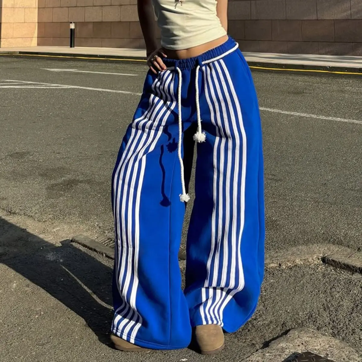 

Women Navy Pants with Skirt Baggy Aesthetic Sweatpants Harajuku Japanese 2000s Style Y2k Vintage Trousers Trashy Fashion Clothes