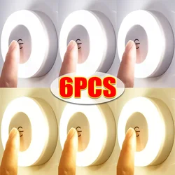 6/1PC LED Touch Sensor Night Lights 3 Modes USB Charged Dimmable Wall Light for Bedroom Portable Mini Magnetic Base Night Lamp