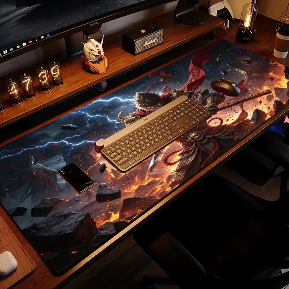 Thunder Warrior Battle Play Mat Non Slip Rubber Stitched Edges For Esports Home Gaming Decor
