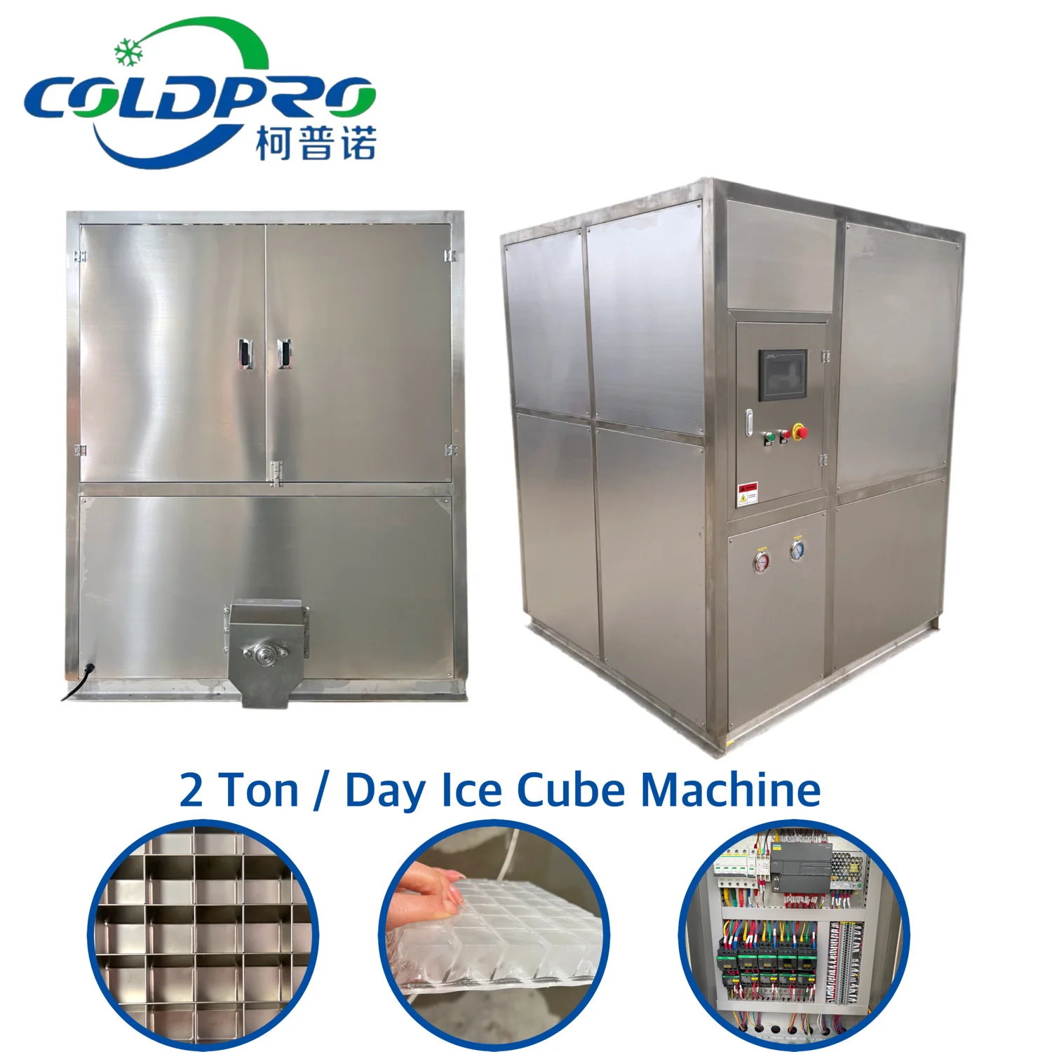 2 Ton Cube Ice Machine/ Full Commercial Automatic Square Cube Ice Maker Machine Price With Packing System
