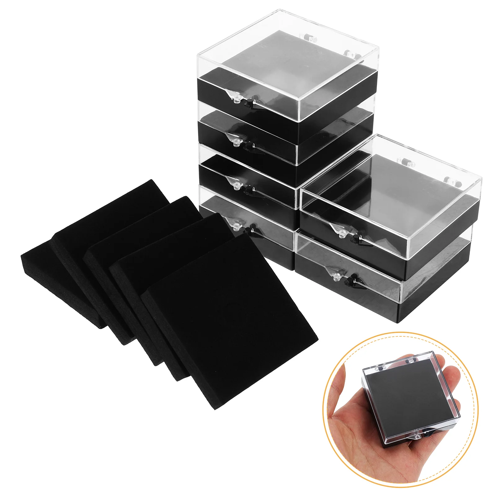 

6 Pcs Badge Box Lidded Pendent Storage Case Lapel Pin Display Holders Jewelry Collection Sponge Medals Frame Travel