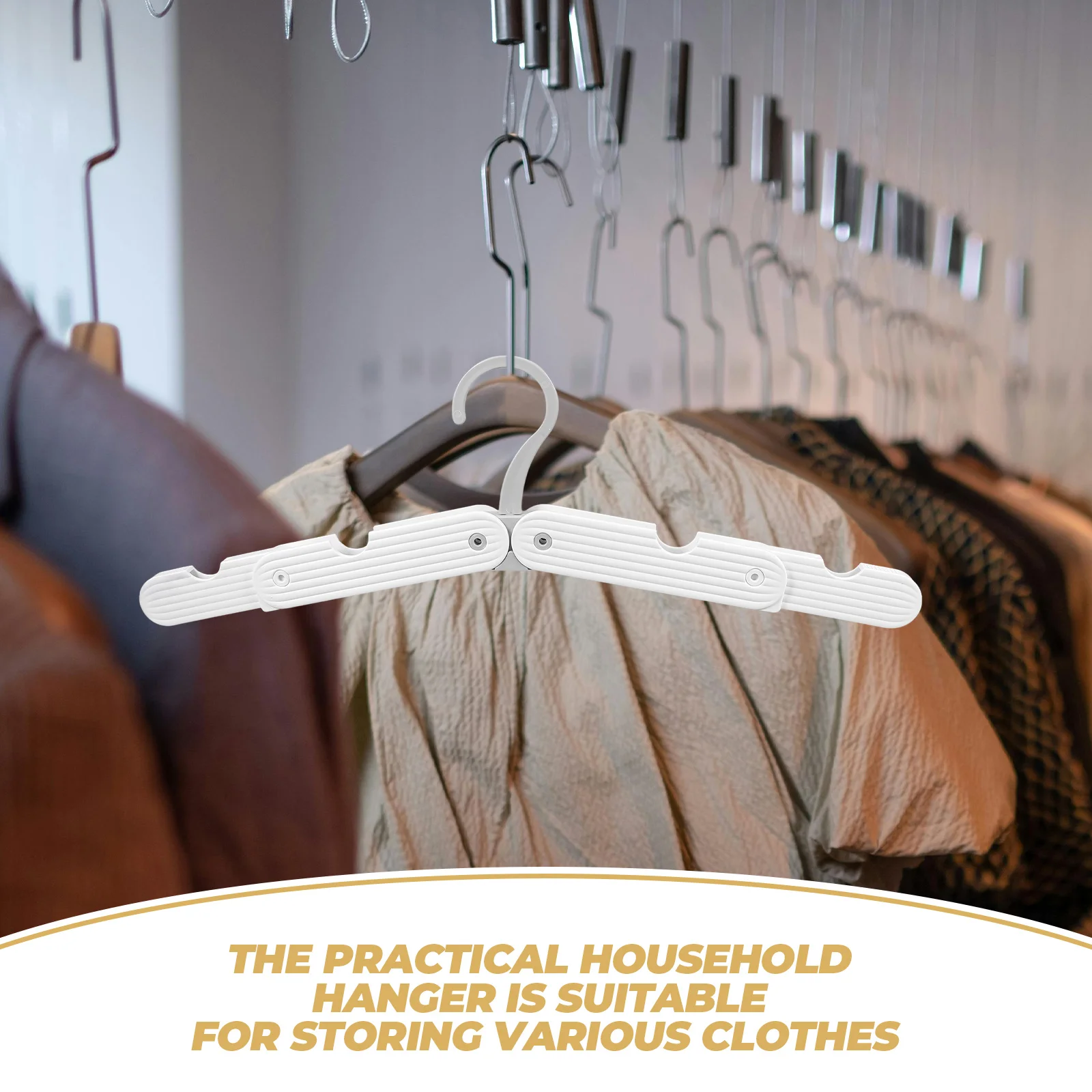

2pcs Collapsible Foldable Clothing Hangers Space Saving Travel For Closet Pp Heavy Duty Lightweight Portable Pants Skirt